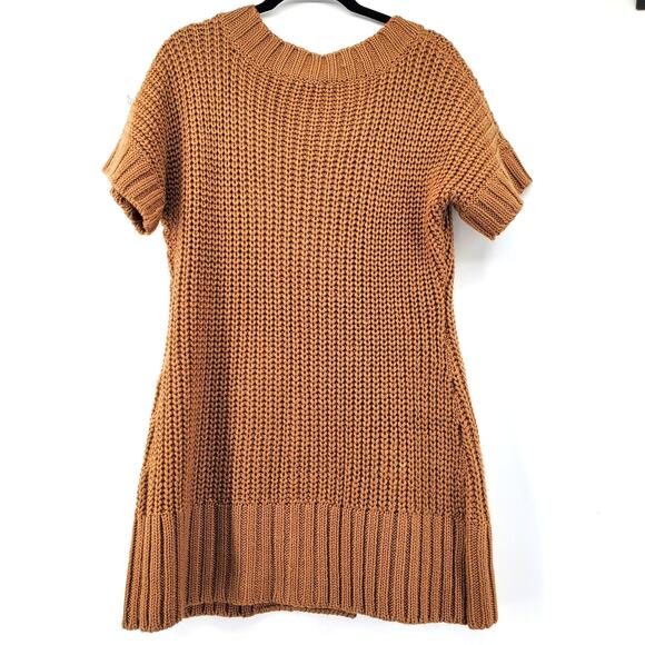 Soft Surroundings Womens PM Wool City Sweater Dress Brown Double Button Tunic - Picture 9 of 11